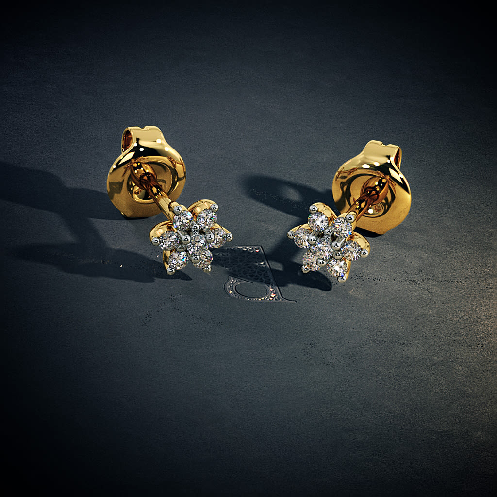 Buy Tanishq 18KT Gold Diamond and Ruby Stud Earrings Online | Tanishq | Mia