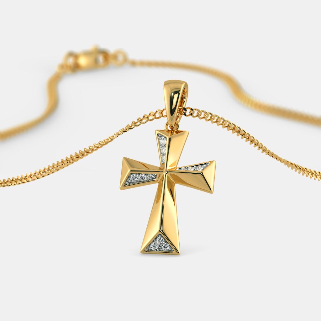 Gold cross brooch best sale