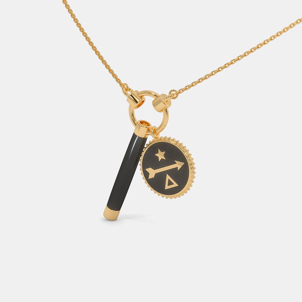 Gold chain with black pendant on sale