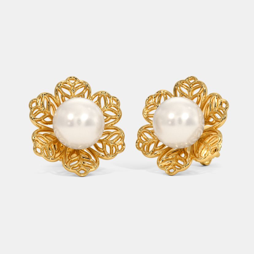 Long Rosecut Diamond Earrings with Mismatched Pearls  T H E L I N E